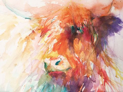 JEN BUCKLEY signed LIMITED EDITION PRINT of my original HIGHLAND COW - Jen Buckley Art limited edition animal art prints