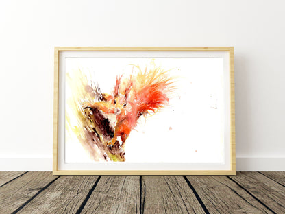 Red squirrel print by Jen Buckley