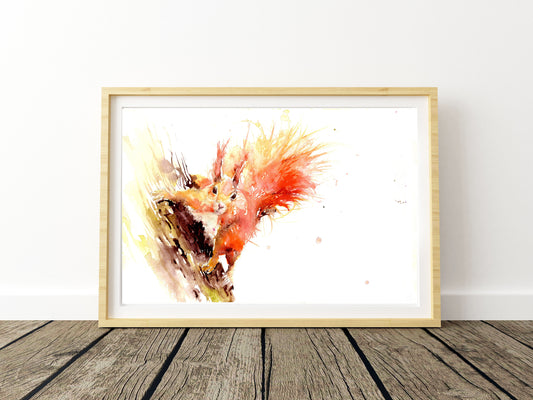 Red squirrel print by Jen Buckley