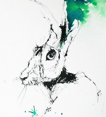 JEN BUCKLEY ART Contemporary PRINT of my original watercolour  HARE 16 x 11 inch - Jen Buckley Art limited edition animal art prints