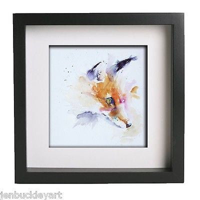 JEN BUCKLEY ART  signed PRINT of my original FOX watercolour 8X8  ANIMALS - Jen Buckley Art limited edition animal art prints