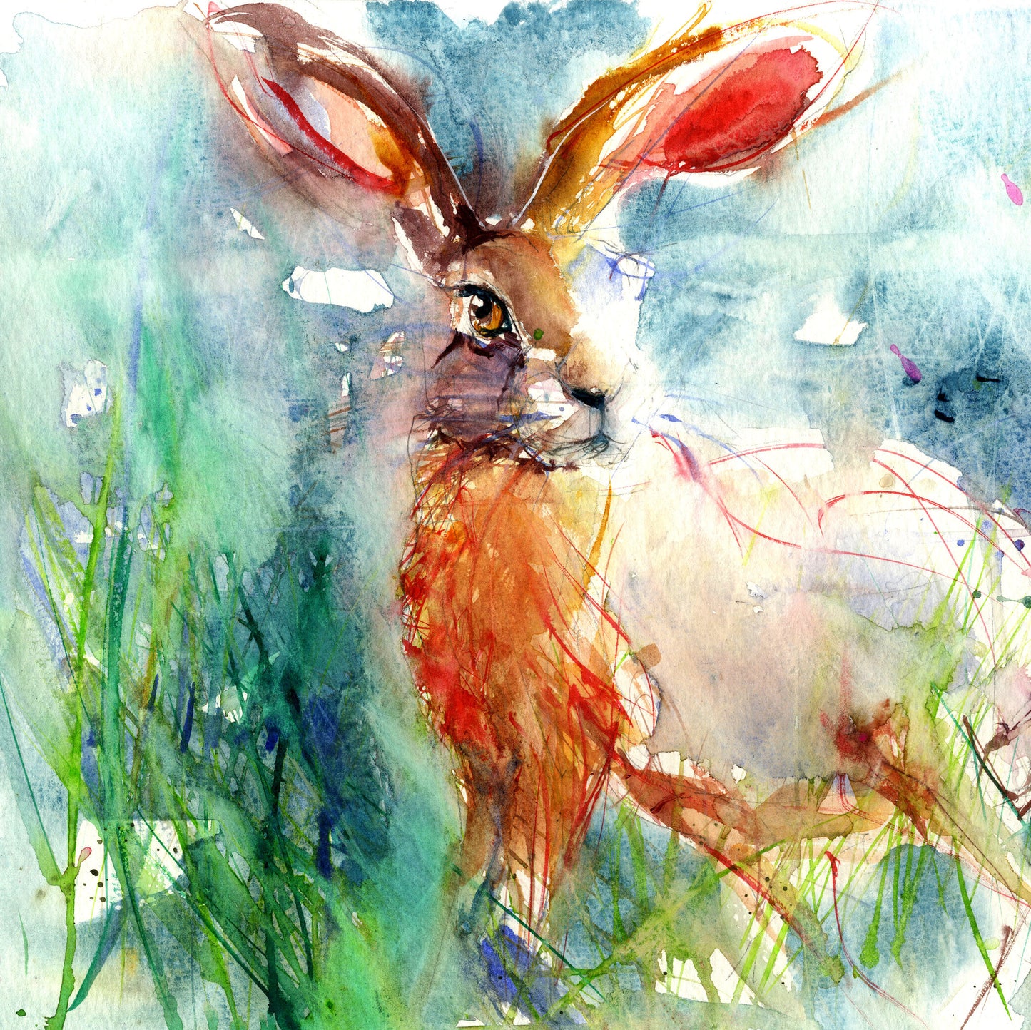 limited edition hare print from an original watercolour - Jen Buckley Art limited edition animal art prints