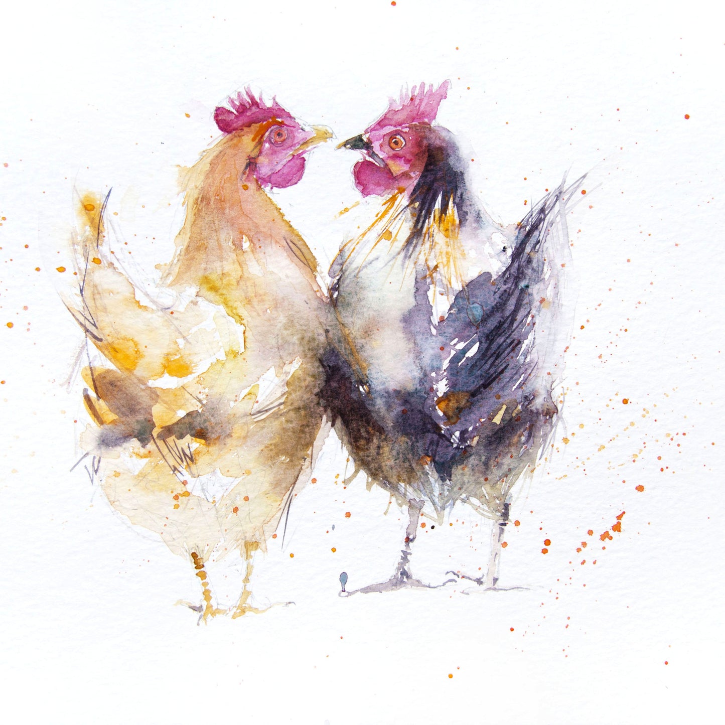 signed Open edition print - 2 Hens - Jen Buckley Art limited edition animal art prints