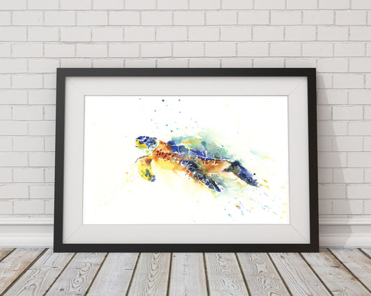 Contemporary  print from original watercolour "sea turtle" - Jen Buckley Art limited edition animal art prints