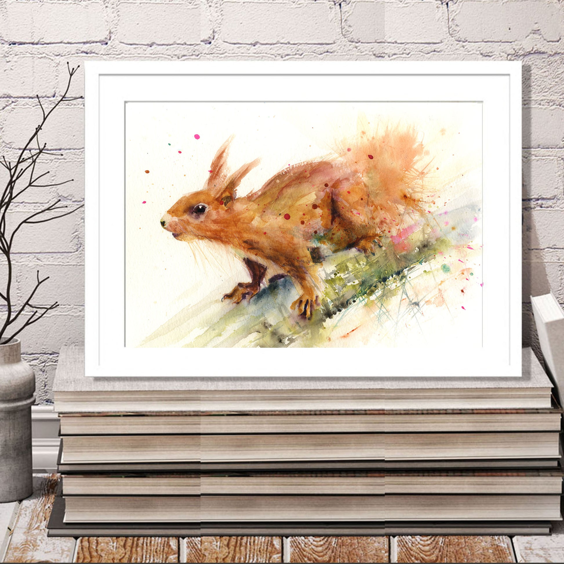 Cindy red squirrel watercolour art print - Jen Buckley Art limited edition animal art prints