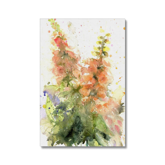 Peach foxgloves Canvas - Jen Buckley Art limited edition animal art prints