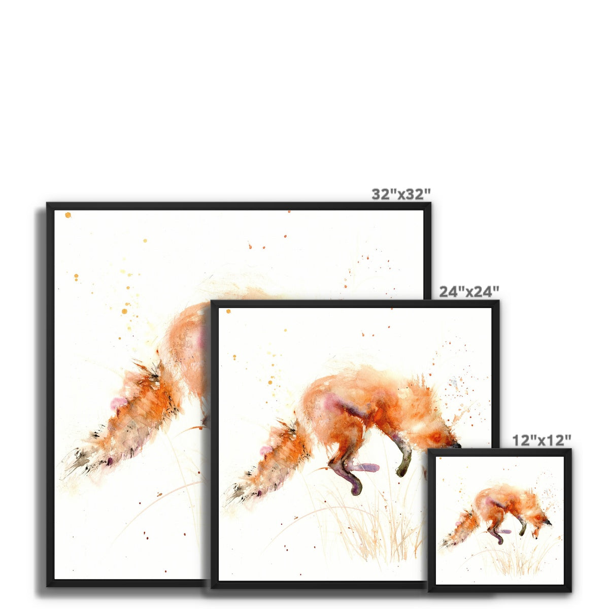 Leaping fox Framed Canvas - Jen Buckley Art limited edition animal art prints