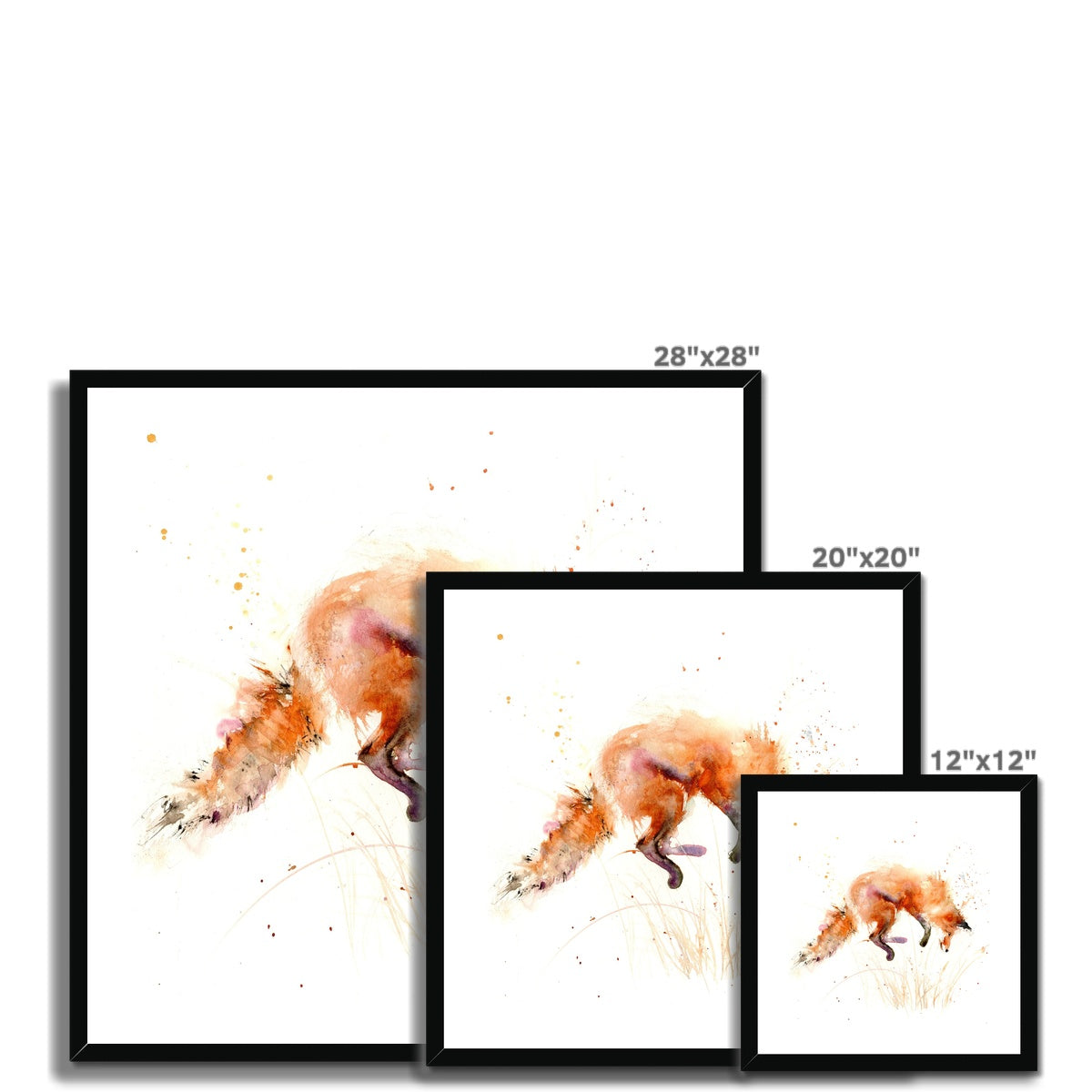 Leaping fox Framed & Mounted Print - Jen Buckley Art limited edition animal art prints