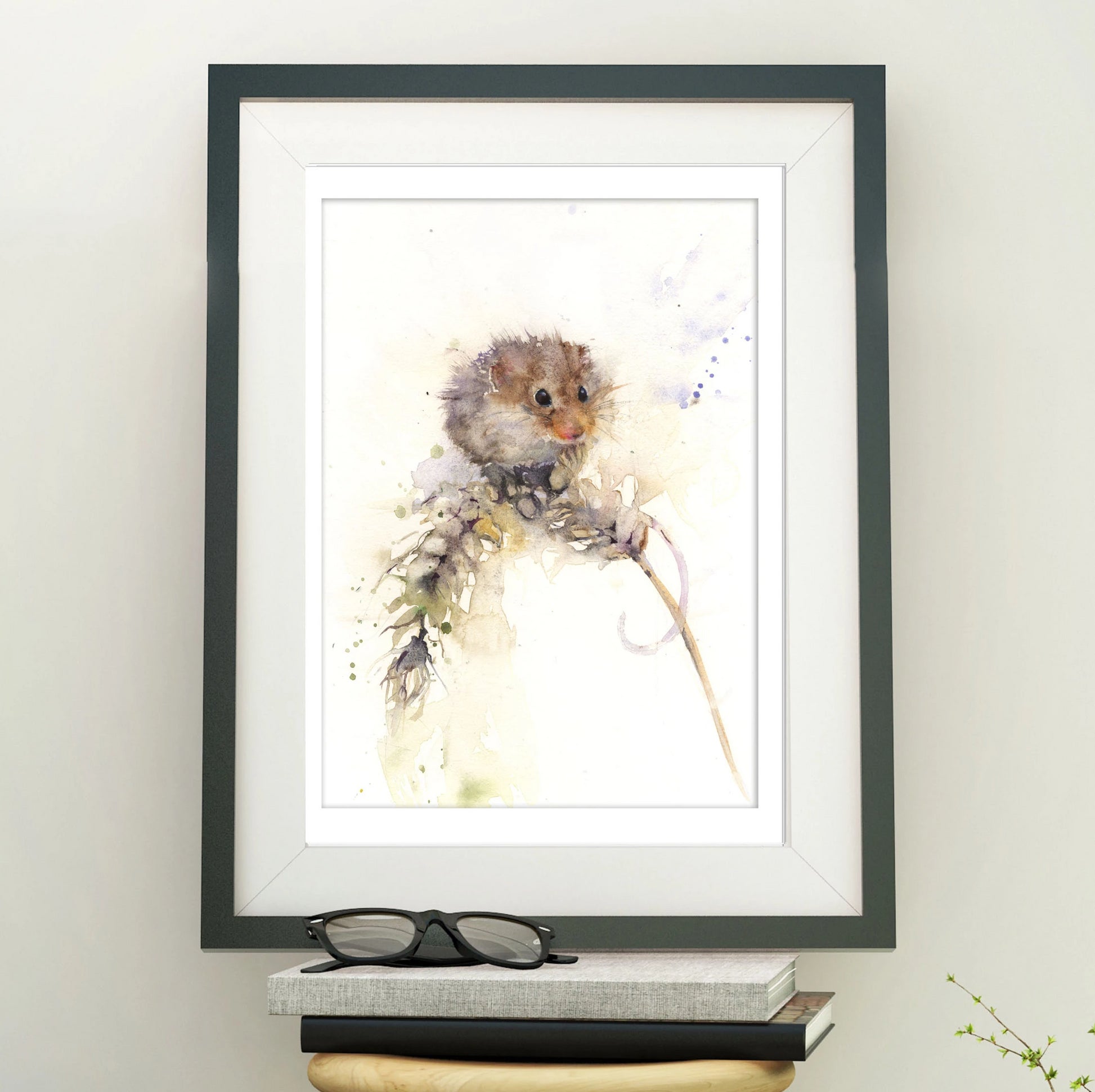Original watercolour painting "Alice" field mouse on a ear of corn - Jen Buckley Art limited edition animal art prints