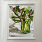 Green vase with Charlotte's flowers original still life oil painting