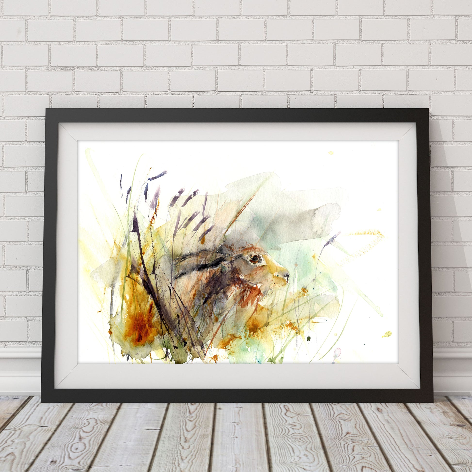 Limited edition print "hare in the meadow" - Jen Buckley Art limited edition animal art prints