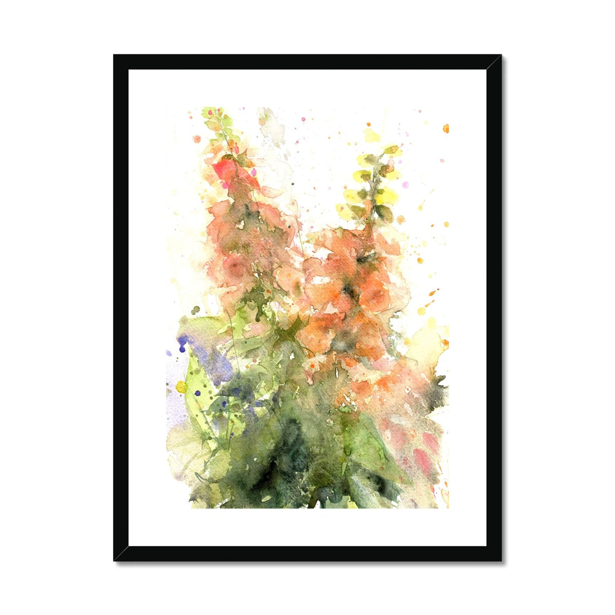 Peach foxgloves Framed & Mounted Print - Jen Buckley Art limited edition animal art prints