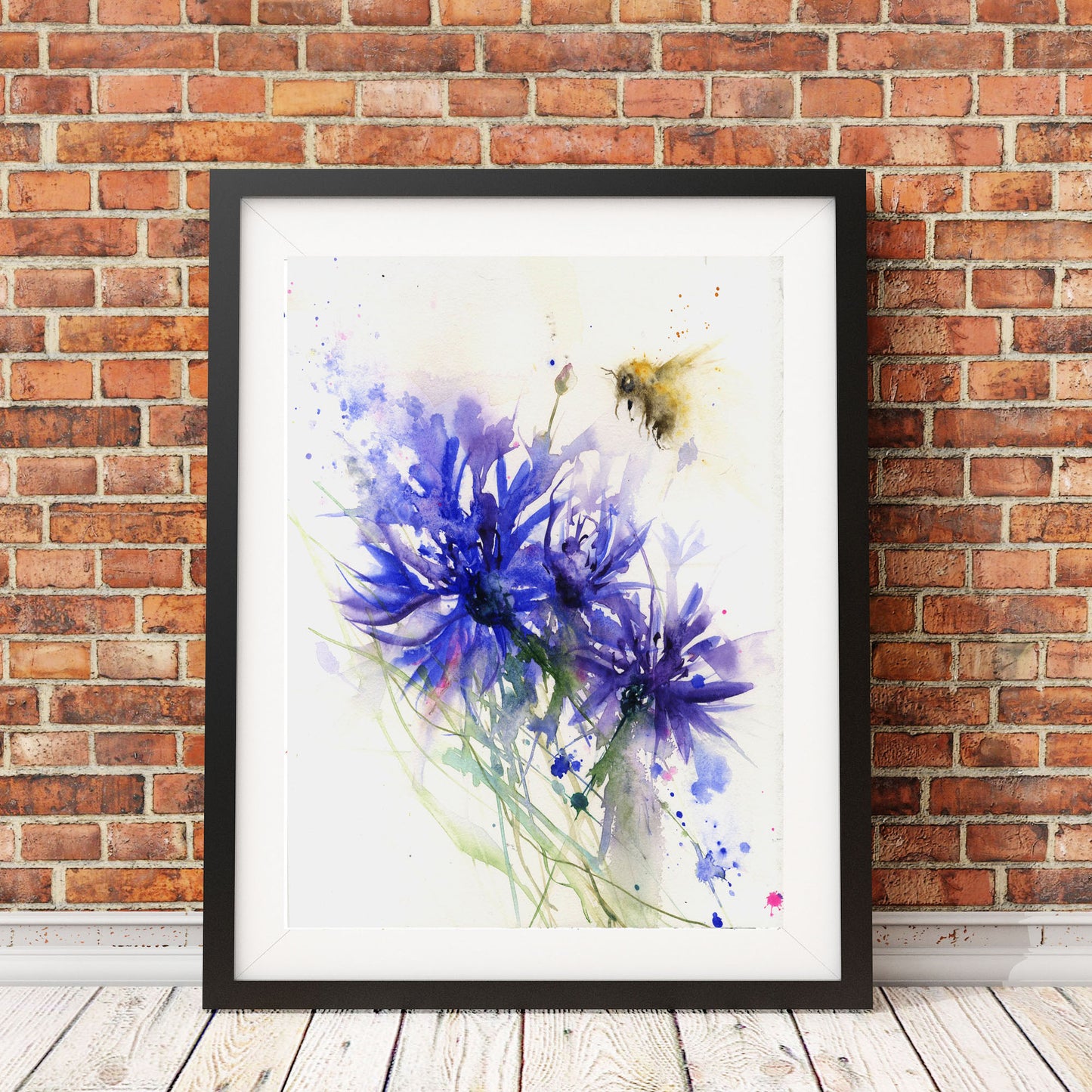 Limited edition print "bee and the cornflower" - Jen Buckley Art limited edition animal art prints
