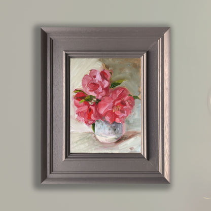 Camelia oil painting on panel 12 x 9 inches