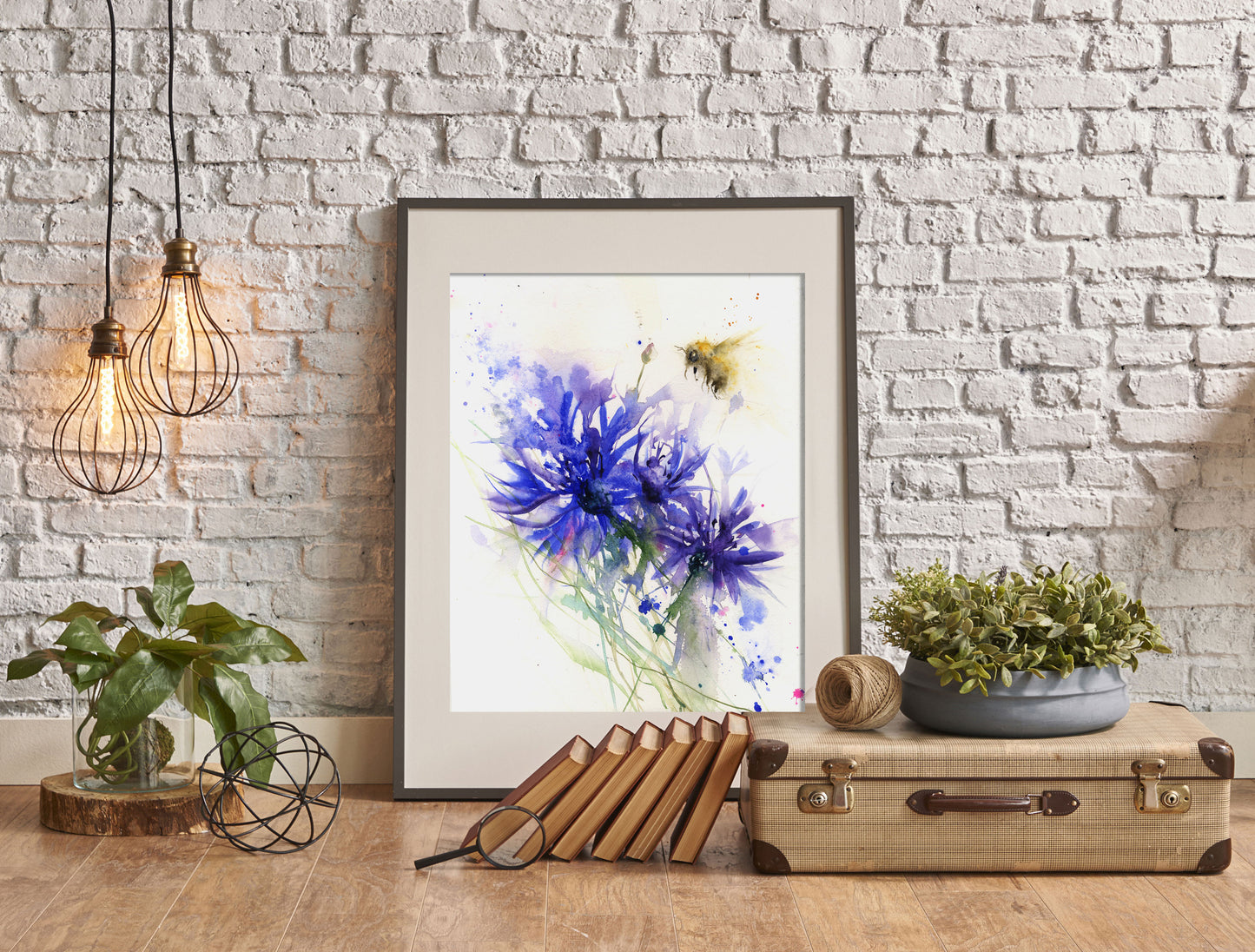 Limited edition print "bee and the cornflower" - Jen Buckley Art limited edition animal art prints