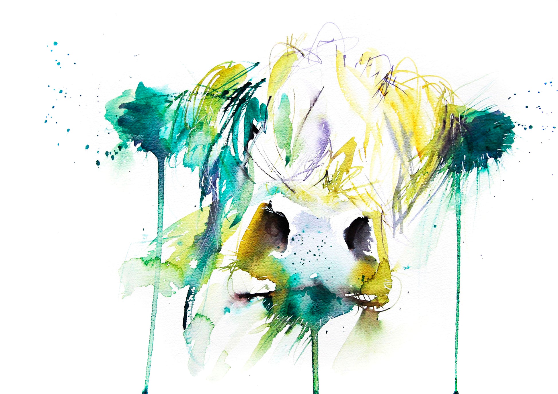 JEN BUCKLEY ART  signed PRINT  of my original HIGHLAND COW watercolour - Jen Buckley Art limited edition animal art prints