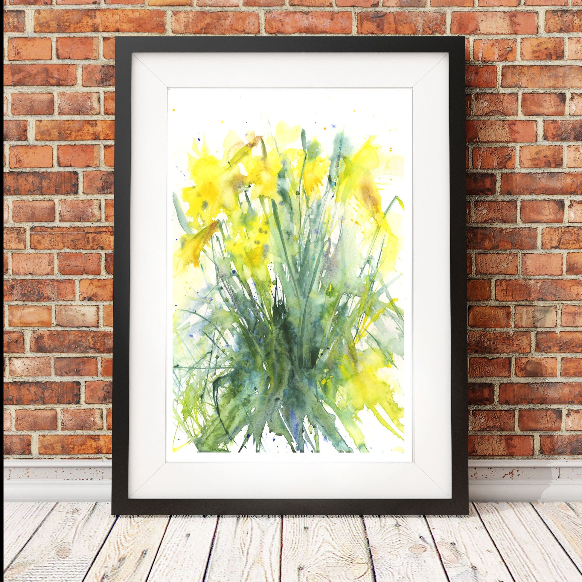 Contemporary floral art  print from original watercolour "daffodils" - Jen Buckley Art limited edition animal art prints