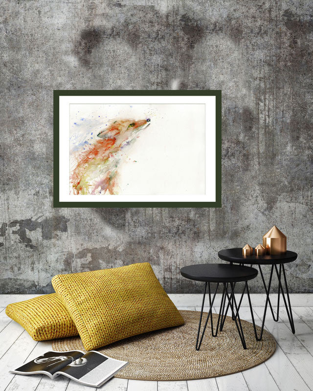 Limited edition print from original watercolour -  red fox "Ruby" - Jen Buckley Art limited edition animal art prints