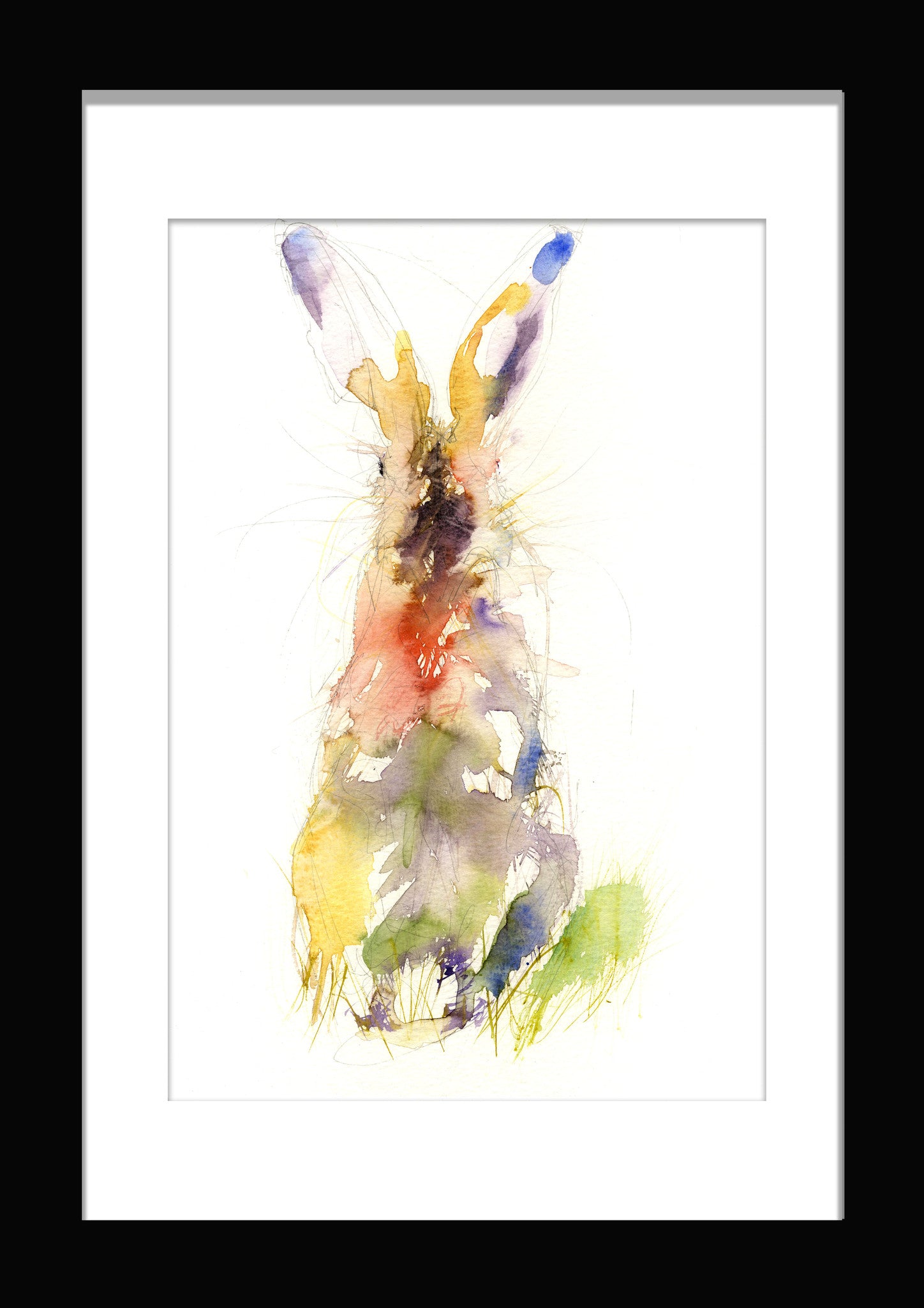 sitting hare watercolour print by jen buckley