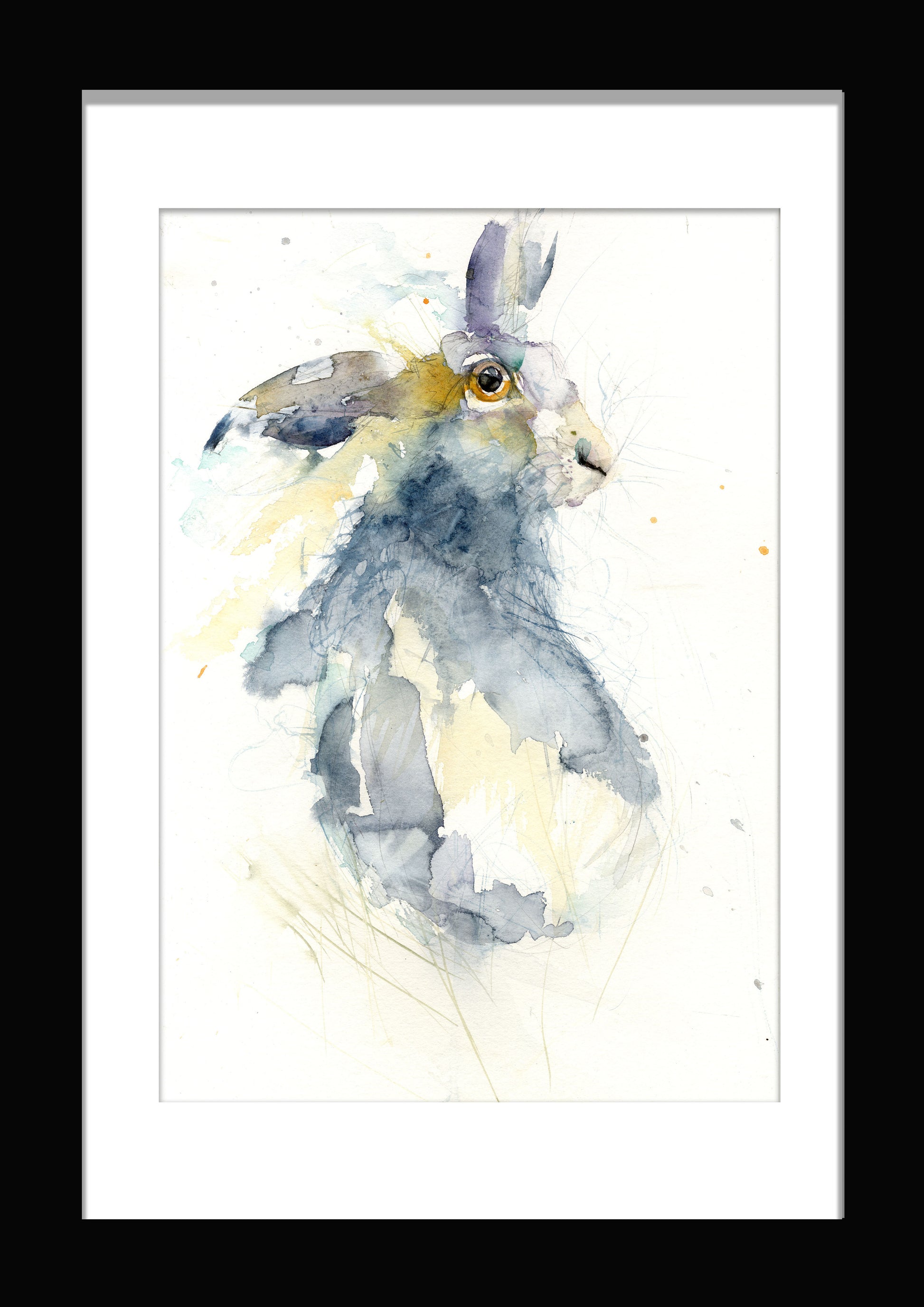Limited edition print "Hare looking over shoulder" - Jen Buckley Art limited edition animal art prints