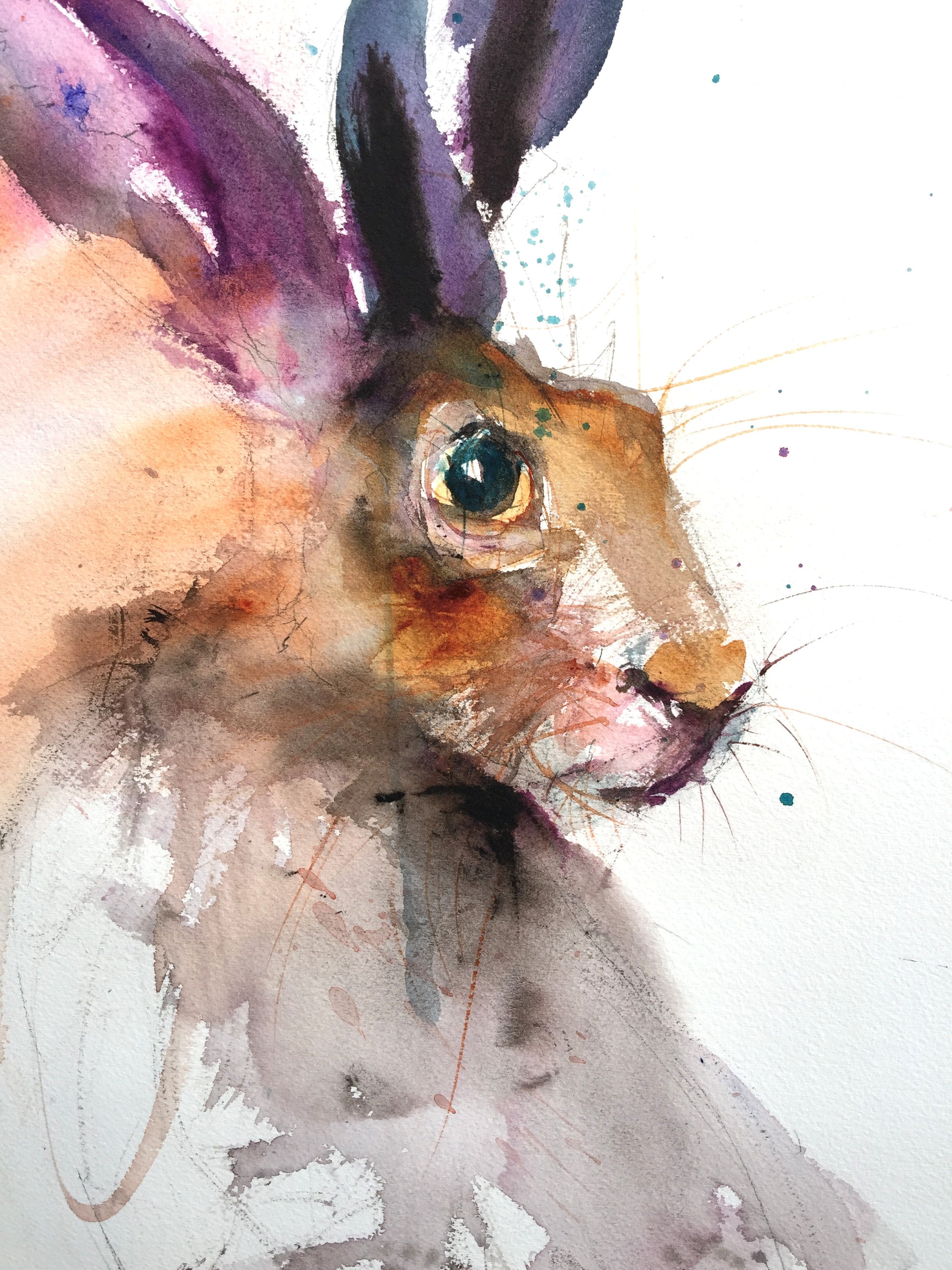 Limited edition hare print "Eva" - Jen Buckley Art limited edition animal art prints