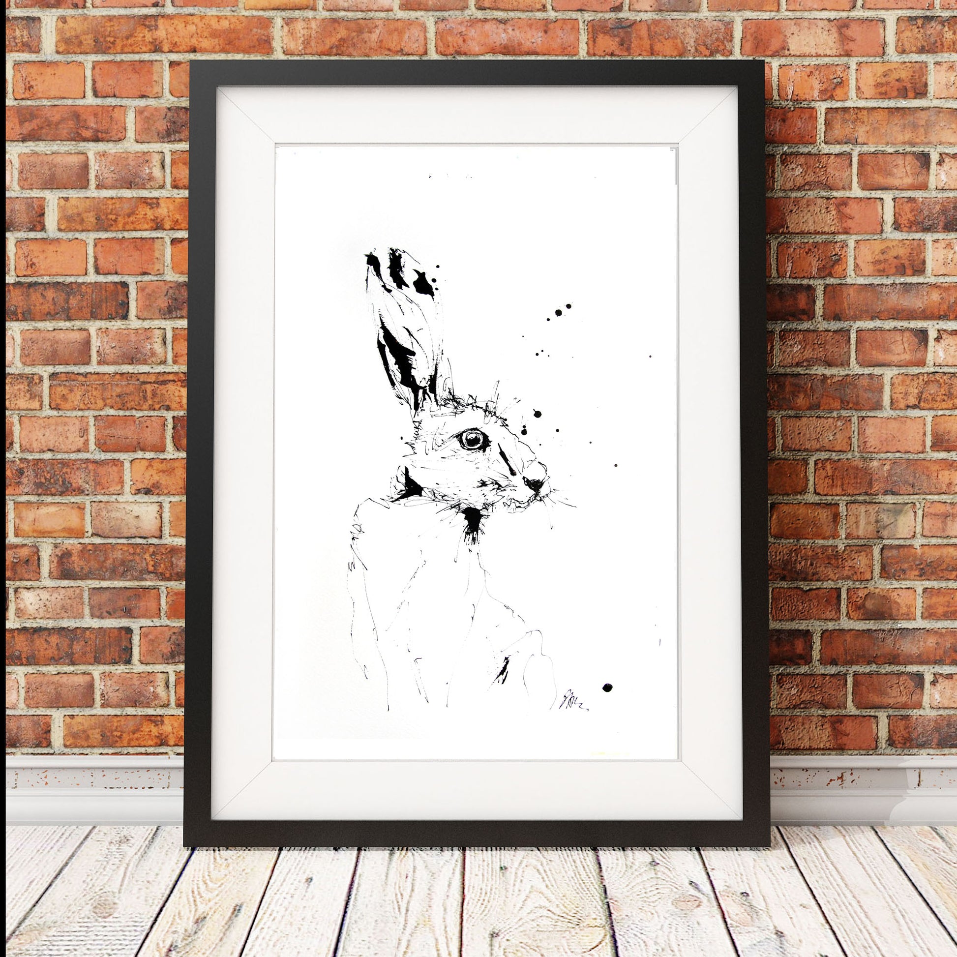 JEN BUCKLEY  signed PRINT of my original HARE indian ink drawing - Jen Buckley Art limited edition animal art prints