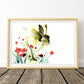 Hare in a poppy field art print by Jen Buckley