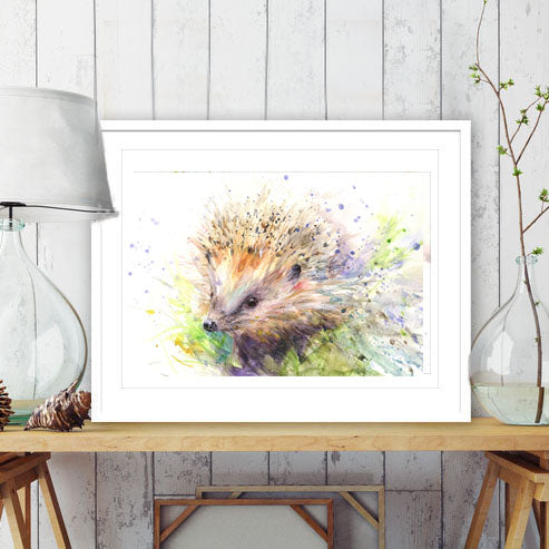 Hedgehog watercolour print by Jen Buckley