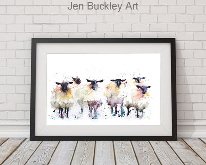 Jen Buckley Signed Limited Editon Print Of My Original 6 Suffolk Sheep Limited Edition Prints