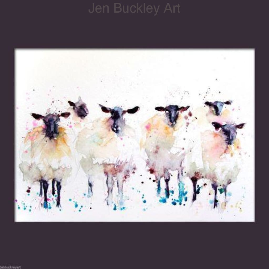 JEN BUCKLEY signed LIMITED EDITON PRINT of my original 6 Black faced SHEEP - Jen Buckley Art
 - 2