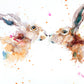 Kissing hares - Jen Buckley Art limited edition animal art prints