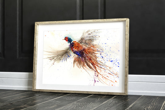 flushed pheasant art print by jen buckley