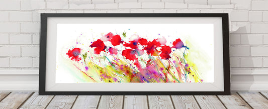 Contemporary floral poppy art  print from original watercolour - Jen Buckley Art limited edition animal art prints