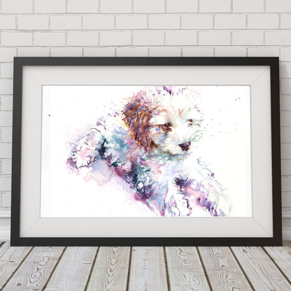 Original watercolour painting "bichon frise puppy" - Jen Buckley Art limited edition animal art prints
