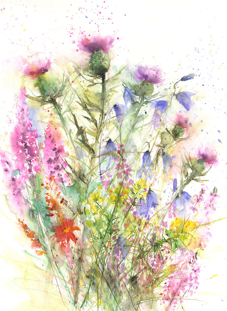 Contemporary floral art  print from original watercolour "Scottish wildflowers" - Jen Buckley Art limited edition animal art prints