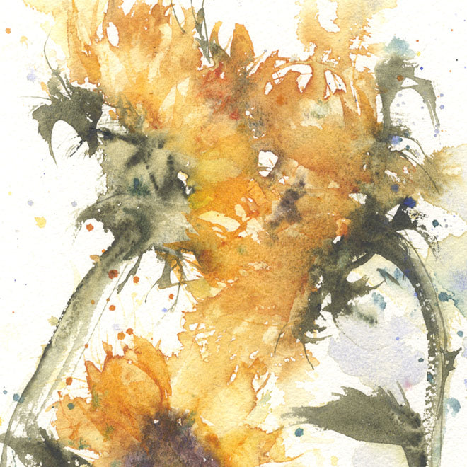 Original watercolour painting "Sunflowers" - Jen Buckley Art limited edition animal art prints