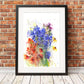 Contemporary floral art  print from original watercolour "Texan wildflowers" - Jen Buckley Art limited edition animal art prints
