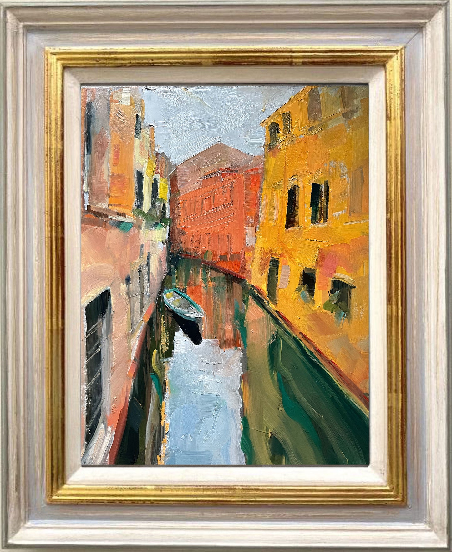Original oil painting Venice canal scene